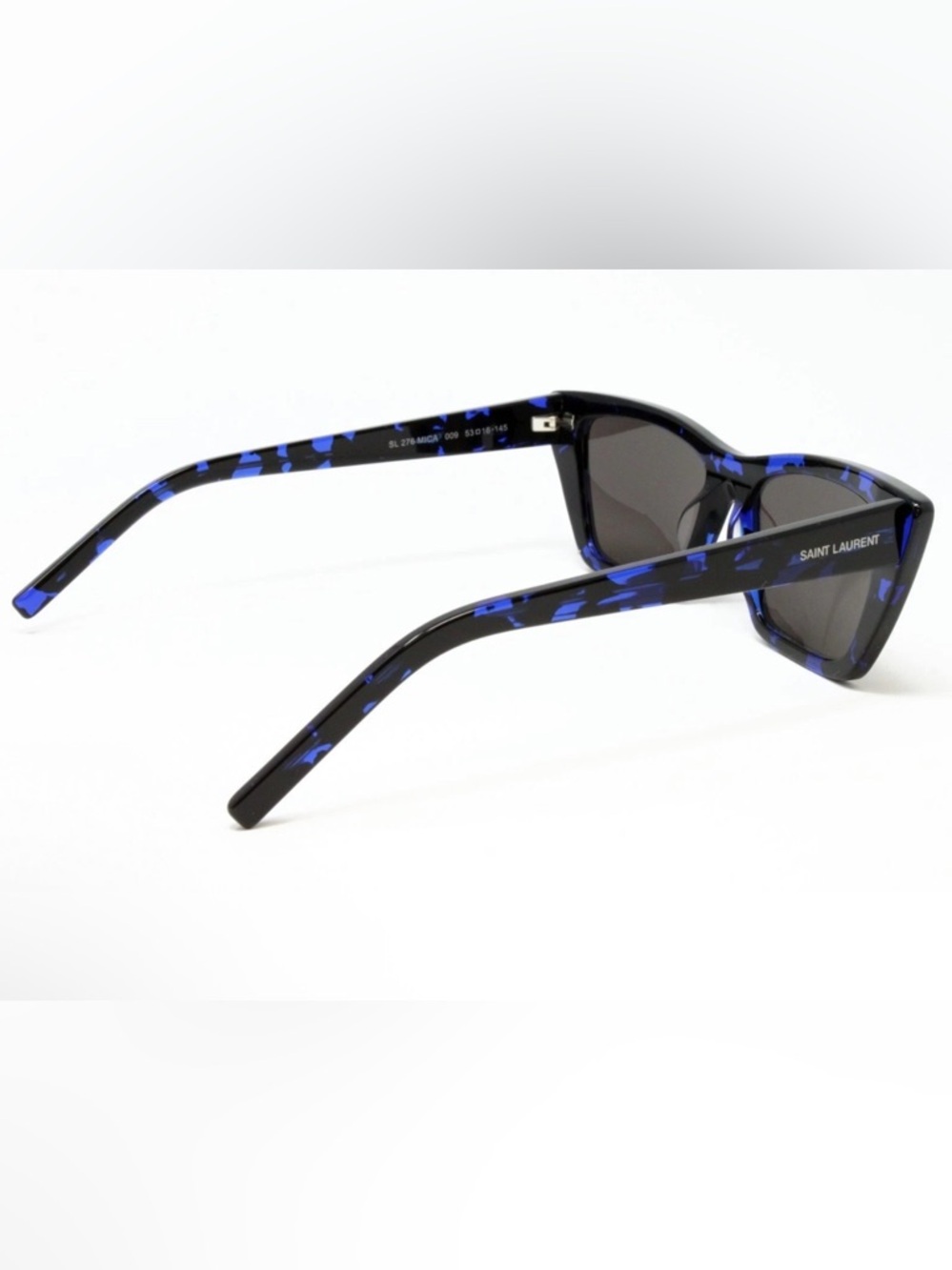 Saint Laurent Black Frame Sunglasses with Blue Tortoise Accents New with case - Picture 3 of 5